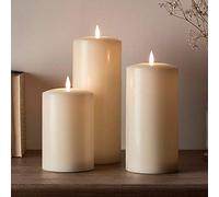 Lights4fun Lot de 3 Bougies Cierges TruGlow® à LED Blanc Chaud