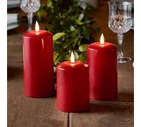 Lights4fun Lot de 3 Bougies Piliers TruGlow® Rouges à LED Blanc Chaud