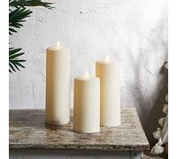Lights4fun Lot de 3 Bougies TruGlow® en Plastique Ivoire à LED Blanc Chaud pour Déco Extérieur