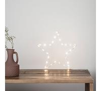 Lights4fun Lot de 3 Étoiles Lumineuses de 35cm avec 40 Micro LED Blanc Chaud à Piles pour Déco Intérieur