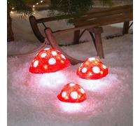 Lights4fun Lot de 3 champignons LED en acrylique - Pour intérieur et extérieur - Décoration de Noël - Blanc