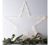 Lights4fun Lot de 3 Grandes Étoiles Lumineuses de 59cm avec 80 Micro LED Blanc Chaud à Piles pour Déco Intérieur