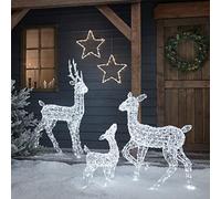 Lights4fun Lot de 3 Rennes Lumineux en Acrylique avec 540 LED Blanc Décoration Lumineuse pour Intérieur Jardin Extérieur