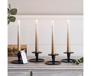 Lights4fun Lot de 4 Bougies Chandelles TruGlow® Bronze Ombré de 22 cm à Piles Télécommandées pour Intérieur