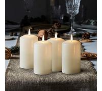 Lights4fun Lot de 4 Bougies TruGlow® à LED BLanc Chaud en Cire Ivoire Véritable de 12cm