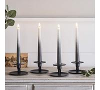 Lights4fun Lot de 4 Chandelles TruGlow® en Cire Gris Foncé avec LED Blanc Chaud à Piles et Télécommande…