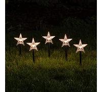 Lights4fun Lot de 5 Balises de Jardin Étoiles à Piles