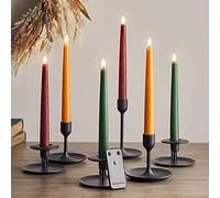 Lights4fun Lot de 6 Chandelles TruGlow® Couleurs d'Automne à LED Blanc Chaud à Piles et Télécommandées pour Intérieur