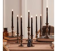 Lights4fun Lot de 8 Chandelles TruGlow® en Vrai Cire Coulant Noire avec LED Blanc Chaud à Piles