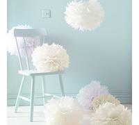 Lights4fun Lot de 9 Pompons Ivoires et Blancs en Papier de Soie