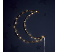 Lights4fun Lune Lumineuse Dorée de 30cm avec LED Blanc Chaud à Piles pour Déco Intérieur