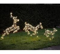 Lights4fun M Harlow Lot de 3 rennes LED sautants pour maison, jardin, décoration de Noël pour l'extérieur, avec prise d'alimentation