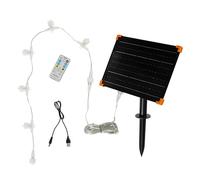 Lights4fun Panneau solaire 24 V - Double LED - Renne - Figurines de Noël - Pour l'extérieur - Rechargeable par USB - Avec télécommande