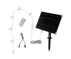 Lights4fun Panneau solaire 24 V - Double LED - Renne - Figurines de Noël - Pour l'extérieur - Rechargeable par USB - Avec télécommande