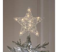 Lights4fun Pointe de Sapin Micro LED avec Perles argentées