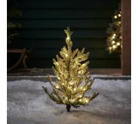 Lights4fun Sapin de Noël artificiel à LED - 60 cm - Avec minuteur - Blanc chaud - Fonctionne avec piles - Décoration de Noël d'extérieur - Éclairage de Noël - Sapin
