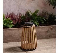 Lights4fun Sol Lanterne solaire en bois avec LED blanc chaud, lanterne de jardin décorative pour terrasse, allée et décoration d'intérieur d'été