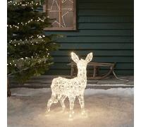 Lights4fun Swinsty - Figurine de renne LED 3 en 1 - 77 cm - Fonctionne avec piles - Minuterie - Éclairage de Noël pour l'extérieur et l'intérieur