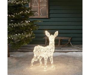 Lights4fun Swinsty - Figurine de renne LED 3 en 1 - 77 cm - Fonctionne avec piles - Minuterie - Éclairage de Noël pour l'extérieur et l'intérieur