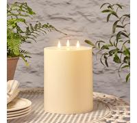 Lights4fun TruGlow® Bougie Solaire avec 3 Mèches LED Sans Flamme de 20 cm Décoration Étanche pour Extérieur