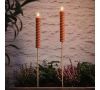 Lights4fun TruGlow® Ensemble de 2 Bougies Torches Solaires Couleur Terre Cuite avec LED Effet Flamme Vacillante de 50 cm Étanches pour Jardin et Extérieur
