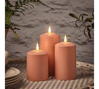 Lights4fun TruGlow® Ensemble de 3 Bougies en Terre Cuite avec LED Blanc Chaud Sans Flamme à Piles avec Minuterie et Télécommande Résistantes aux Intempéries Décoration pour Extérieur