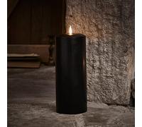 Lights4fun TruGlow® Grande bougie pilier LED sans flamme à piles avec minuteur Cire noire 25 cm