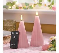 Lights4fun TruGlow Lot de 2 bougies piliers LED avec télécommande Rose pâle