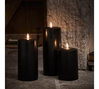Lights4fun TruGlow® - Lot de 3 bougies LED - Larges - Minuterie - Fonctionnement à piles - Décoration d'Halloween - Noir