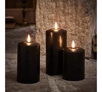 Lights4fun TruGlow® Lot de 3 bougies LED noires avec minuterie Décoration d'intérieur pour Halloween