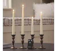 Lights4fun TruGlow Lot de 4 bougies coniques à LED avec télécommande Ivoire