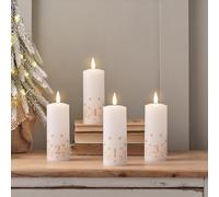 Lights4fun TruGlow® Lot de 4 Bougies de l'Avent avec Chiffres Sans Flamme à LED Blanc Chaud à Piles en Cire Véritable Blanche avec Minuterie et Télécommande Décoration de Noël