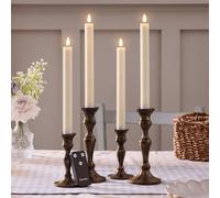 Lights4fun TruGlow® Lot de 4 Bougies LED Blanc Chaud Rechargeables Sans Flamme en Cire Véritable avec Flamme Vacillante avec Minuterie et Télécommande Décoration pour l'Intérieur