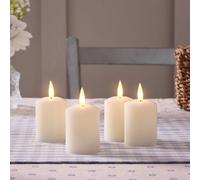 Lights4fun TruGlow® Lot de 4 Bougies Votives LED Blanc Chaud Rechargeables Sans Flamme en Cire Véritable avec Flamme Vacillante avec Minuterie et Télécommande Décoration pour l'Intérieur