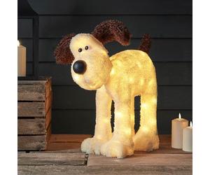 Lights4fun Wallace & Gromit™ Figurine LED Éclairage de Noël Extérieur avec minuterie Figurine de Noël Chien Décoration de Noël extérieure