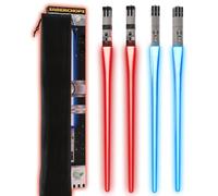 LIGHTSABER CHOPSTICKS LIGHT UP STAR WAR LED Glowing Light Saber Chop Sticks REUSABLE Sushi Lightup Sabers-Removable Handle Dishwasher Safe-Premium GIFT BOX & CARRY CASE Included -Blue & Red - 2 Pairs