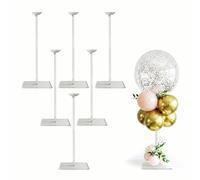 lightsfever Lot de 6 supports de ballons réutilisables en acrylique - Présentoir de table robuste avec bâtons et base, supports de ballons pour centres de table, décorations de table pour fêtes (lot