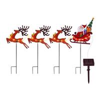 LIGHTSHINE Décorations de Noël solaires en métal avec guirlande lumineuse LED, lumières solaires sur piquets de paysage, lumières de Noël extérieures en fer pour cour, terrasse, porche (blanc chaud)