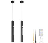 Lightsjoy Suspensions D'éclairage Intérieur LED Pile, Suspension Avec Batterie Rechargeable 5000 mAh Sans Fil, Lampe Suspendue 3 Couleurs Dimmable Avec Télécommande, Noir Suspensions Avec Capteur