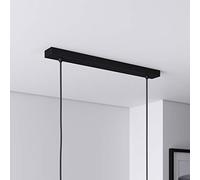 Lightstock Baldaquin rectangulaire pour lampe - Boîte de jonction avec 2 sorties de câble (L 50 x H 2,5 x l 5 cm) - Noir - Idéal pour table à manger - Avec pinces WAGO