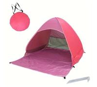 Lightweight and Durable Portable Pop-up Beach Tent to Protect You from The Sun Includes 6 Floor Nails(Double-Family - Red)