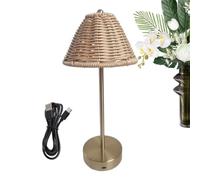 Lightweight Bedside Lamp: Crafted with a hand-woven rattan design, this com