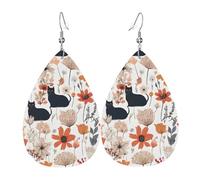 Lightweight Boucle D'Oreille Chats, Oiseaux Et Fleurs Drôles Leather Earrings Rétro Boucle D'Oreille En Cuir Pour Decorations Fête Femmes