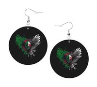 Lightweight Boucle d'oreille en cuir Eagle Drapeau de l'Algérie Boucles d'oreilles femme Impression Boucle d'oreille pour Decorations Filles Fête