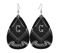 Lightweight Boucle D'Oreille En Cuir Logo Maçonnique Foi, Espérance Et Charité Leather Earrings Impression Boucle D'Oreille Pour Decorations Fête Fête