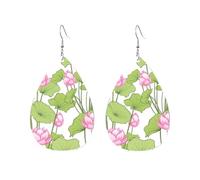 Lightweight Boucle d'oreille en cuir Motif de fleur de lotus Boucles d'oreilles femme Rétro Boucle d'oreille pour Filles Decorations Fête