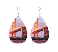 Lightweight Boucle d'oreille en cuir Pont du Golden Gate de San Francisco Boucles d'oreilles femme Légères Boucle d'oreille pour Decorations Fête Femmes