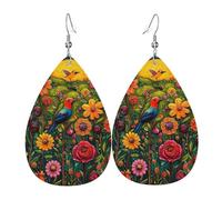 Lightweight Boucle d'oreille Fleurs et oiseaux colorés du Mexique Boucles d'oreilles femme Tendance Boucle d'oreille en cuir pour Decorations Fête Femmes