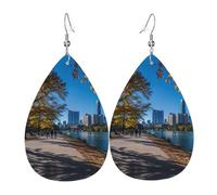 Lightweight Boucle d'oreilles pendantes en cuir Impression d'Austin Texas Boucles d'oreilles femme Légères Boucle d'oreille en cuir pour Femmes Filles Fête