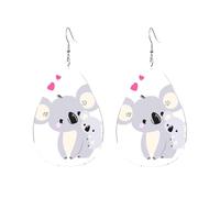 Lightweight Boucle d'oreilles pendantes en cuir Maman Koala aimante Leather Earrings Impression Boucle d'oreille en cuir pour Filles Femmes Fête